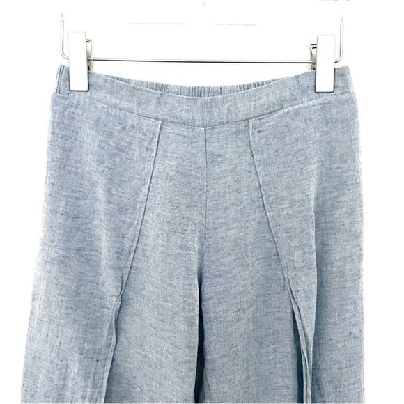 DREW Whitney Tulip Linen Pants Slit Wide Leg Festival Blue Size Petite Small SP - Picture 4 of 12